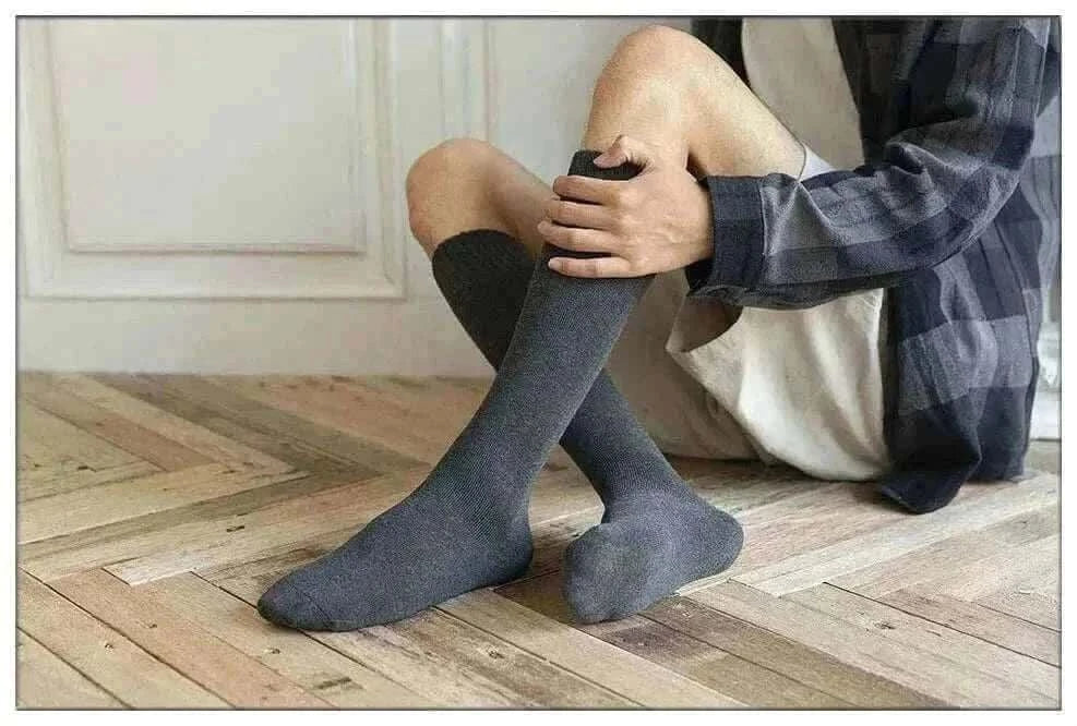 Men's Fashion Style Store Winter Men's New High-Grade Thick Warm Solid Color Wool Material Fashion Casual Calf Long Socks 3 Pair