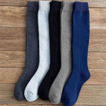 Winter Men's New High-Grade Thick Warm Solid Color Wool Material Fashion Casual Calf Long Socks 3 Pair.