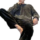 Men Pajamas-Winter Warm Flannel Pajama Set Men Long Sleeve Thick For Men Coral Velvet Cute Cartoon Suit Pyjamas Homewear New Sleepwear.