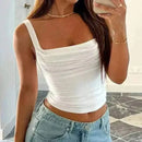 ladies summer tops uk, Model Wearing  White Summer Sexy Backless Women's Tank Top