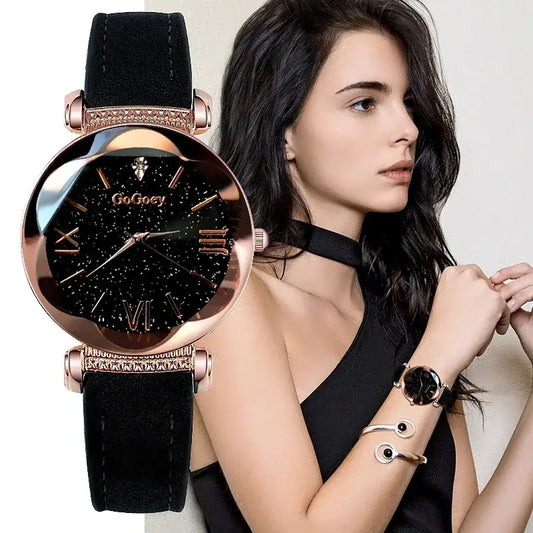 women watches uk | Ladies Starry Sky Quartz Wristwatch Grey