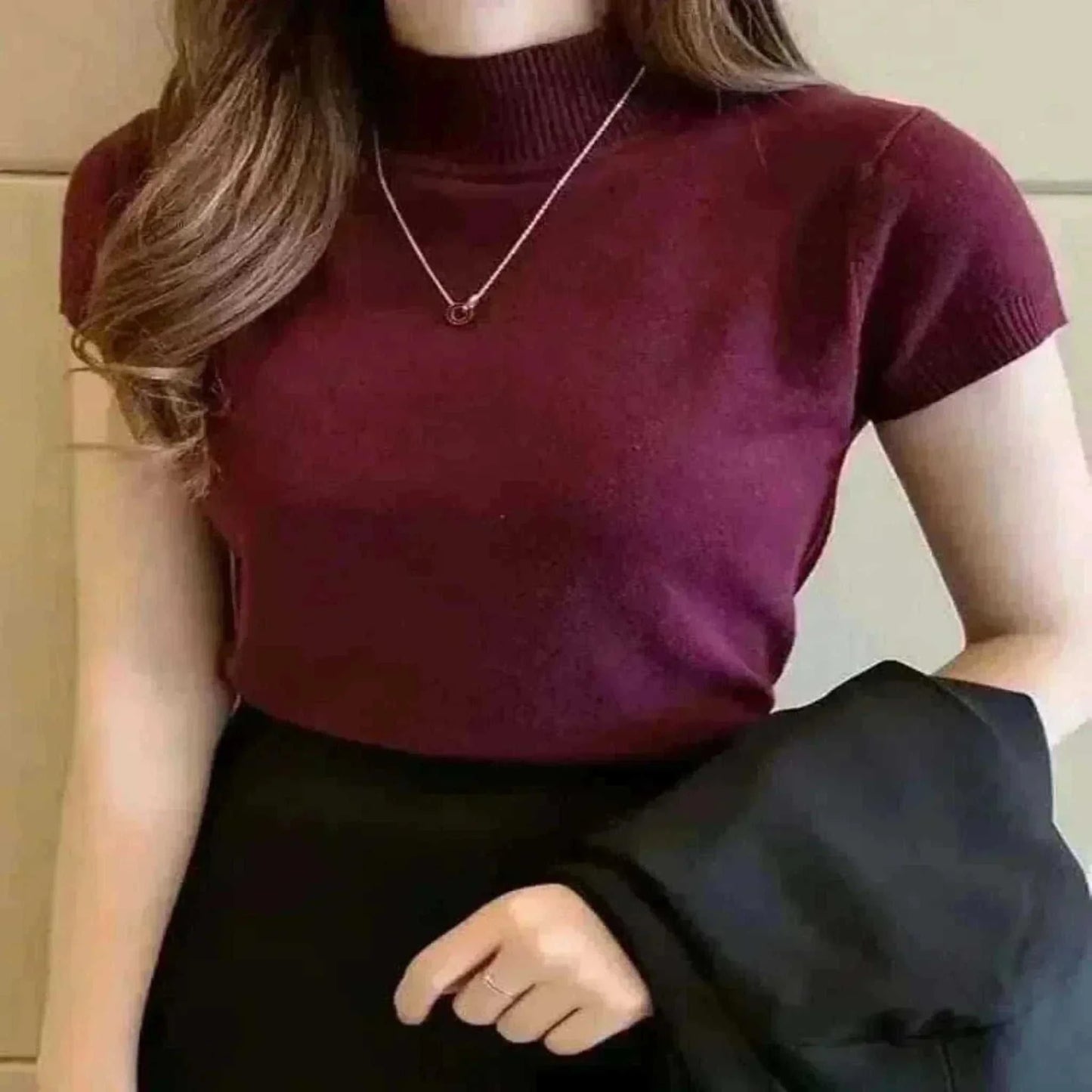 ladies summer tops ukWomen's Wine red High Neck Tops. 