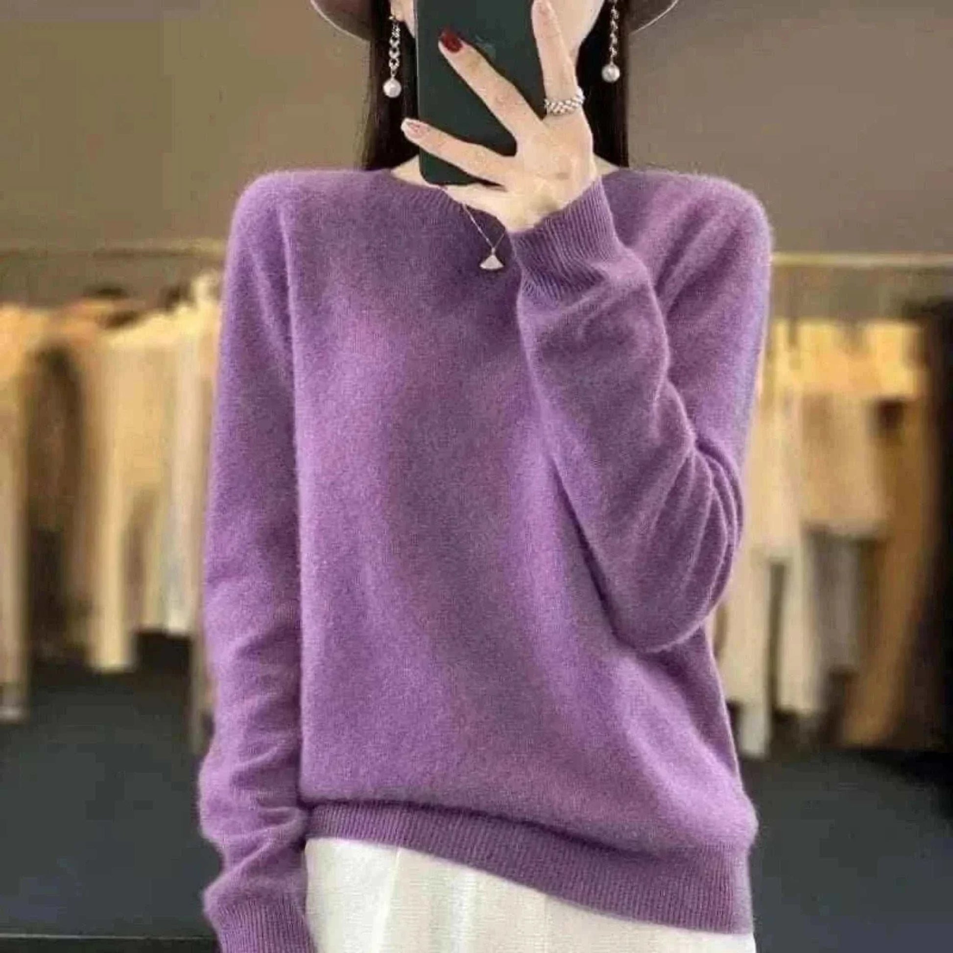 Women's Warm Sweater Round Neck Pullover
