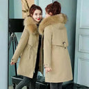 ladies coats and jackets offers Women Khaki Wool New Fur Collar Long Coat 