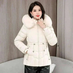 womens coats uk offers Women Parkas Fashion Warm Cotton Beige Padded Coat