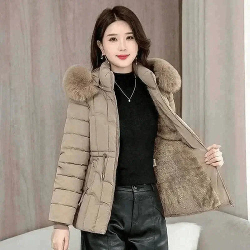 ladies coats and jackets offers Women Parkas Fashion Warm Cotton Khaki Padded Coat