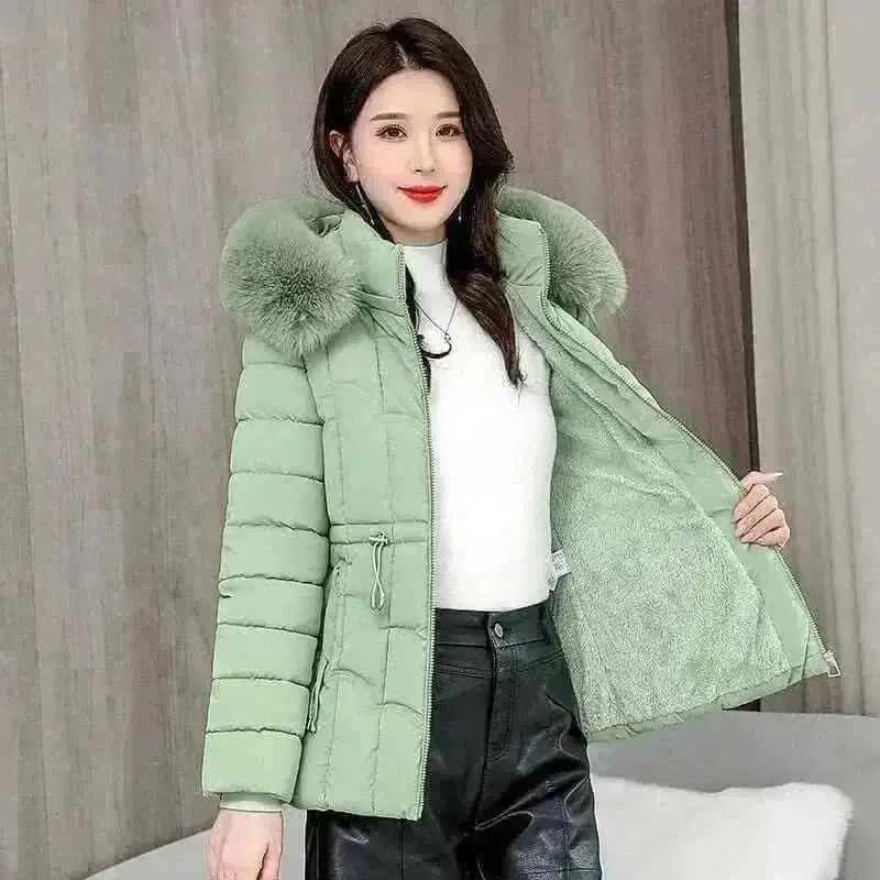 ladies coats and jackets offers Women Parkas Fashion Warm Cotton Green Padded Coat