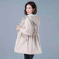 womens coats uk offers Women Winter Jackets Side View in Cotton Fabric in Beige, with Lining Plush Hooded