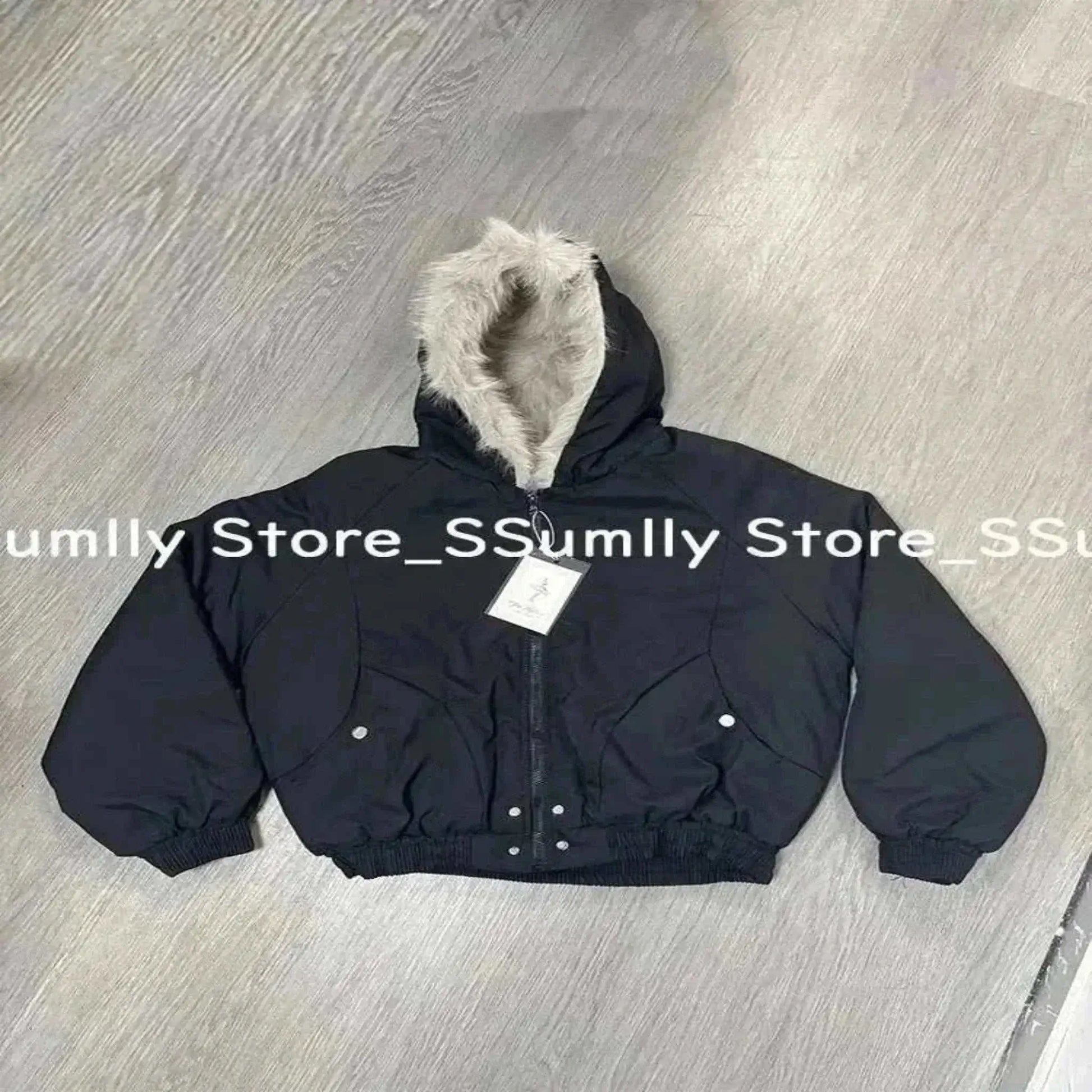 womens coats uk offers Women Winter New Black Elegant Liner with Fur Loose Coat View
