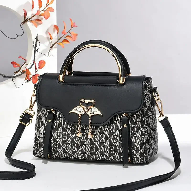 womens handbag , Ladies' handbag 2026 new fashion trend embossed plain style Black 2
