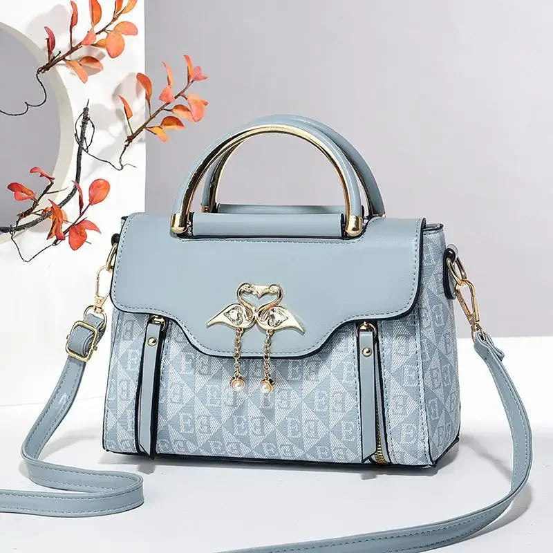 womens handbag , Ladies' handbag 2026 new fashion trend embossed plain style blue