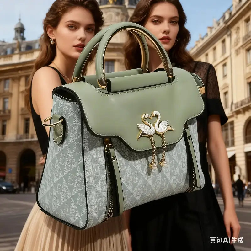 womens handbag , Ladies' handbag 2026 new fashion trend embossed plain style green