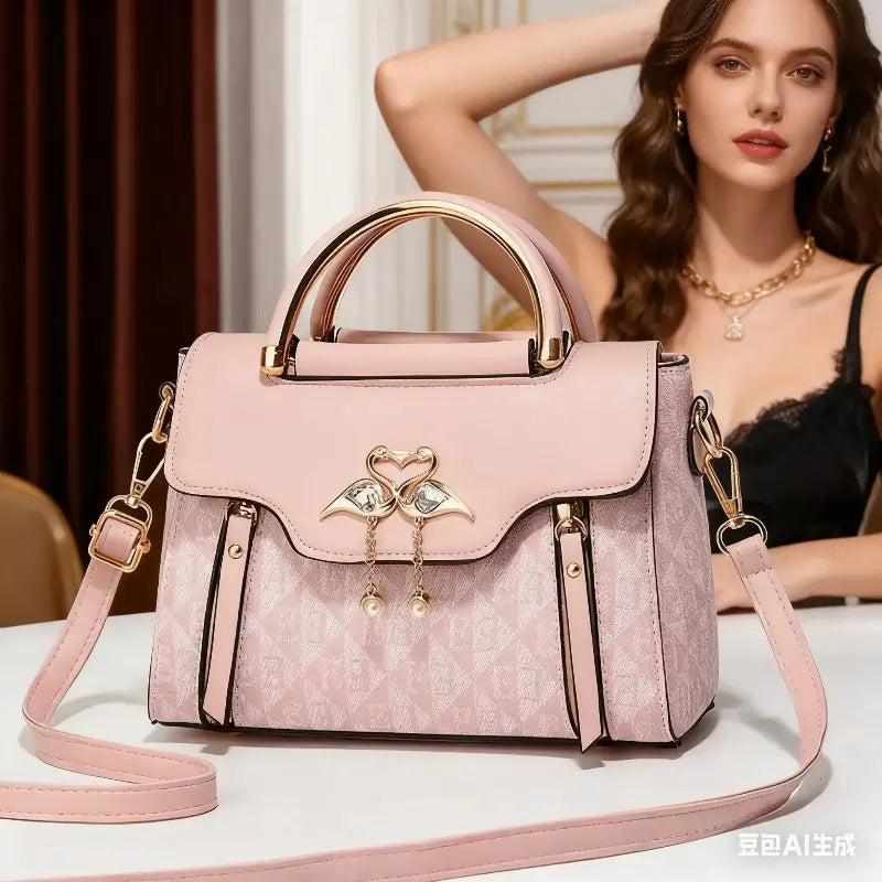 womens handbag , Ladies' handbag 2026 new fashion trend embossed plain style pink