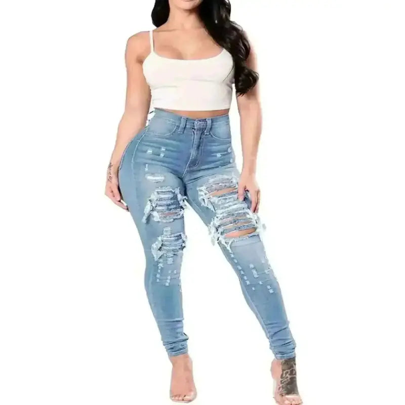 womens jeans uk,  HOLE Denim Women 2024 High Waist Ripped Jeans