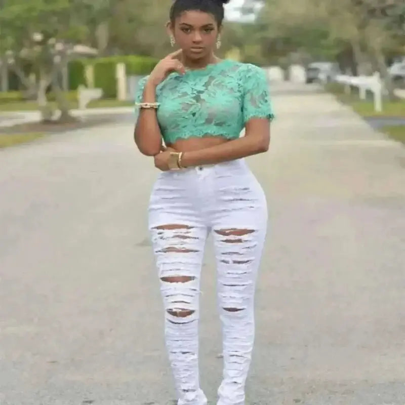 womens jeans uk,HOLE Denim Women 2024 High Waist Ripped Jeans