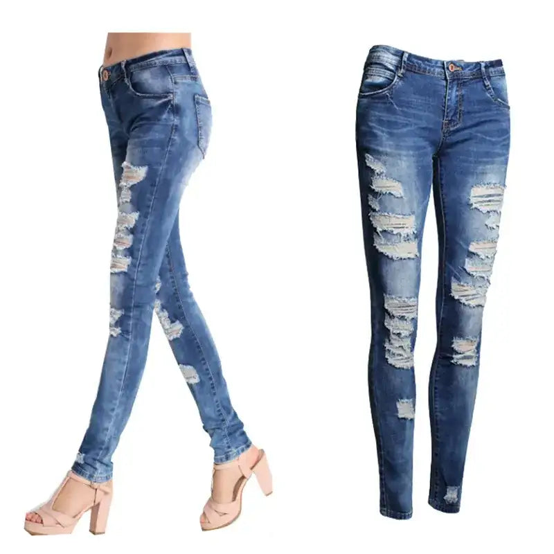 womens jeans uk, Women Jeans Blue Slim Ripped
