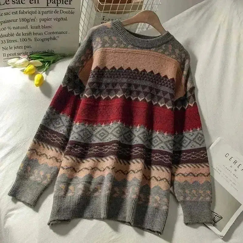 jumpers for women, Women in Sweater Gray art retro 2023 new fashion autumn and winter