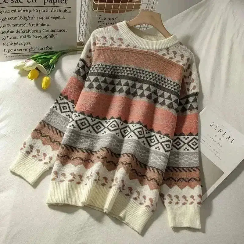 jumpers for women, Women in Sweater White art retro 2023 new fashion autumn and winter